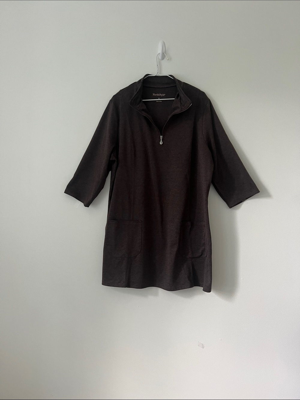 NorthStyle Black Half-Zip Tunic with Patch Pockets